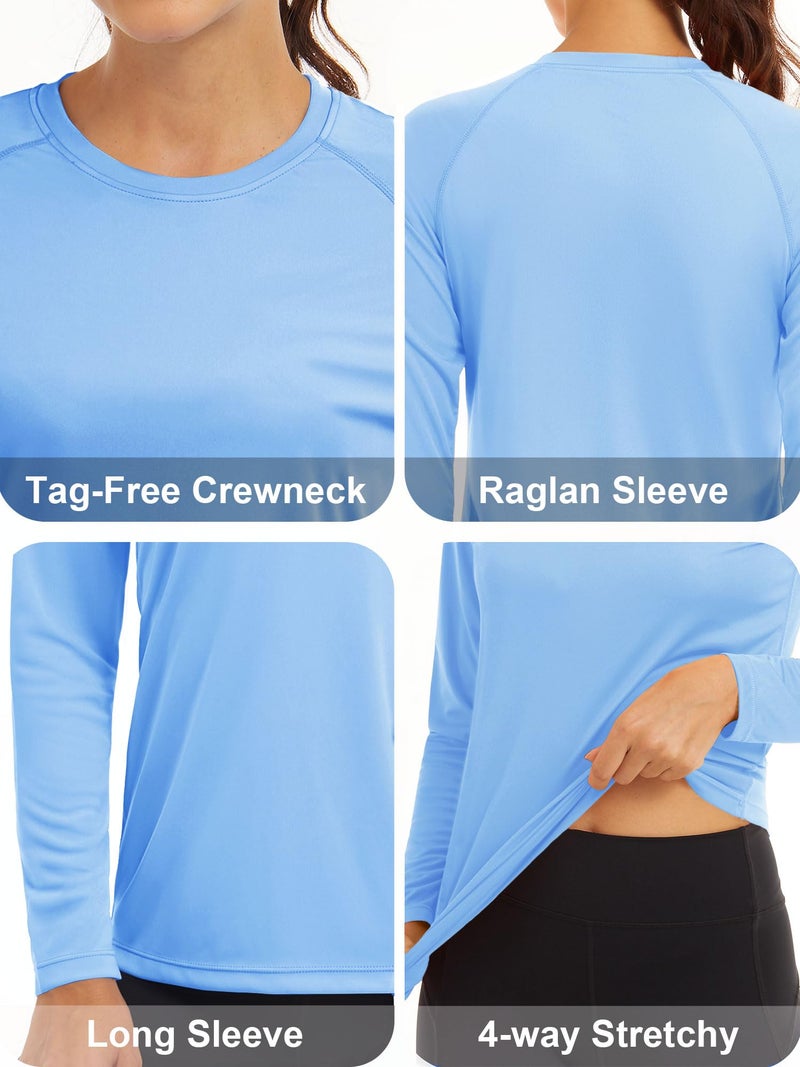 MAGCOMSEN Swim Shirts for Women UV Protection Shirts Womens Rash Guard Shirts Long Sleeve Running Shirts Fishing Shirts Performance Sun Shirts for Women Blue - Image 4